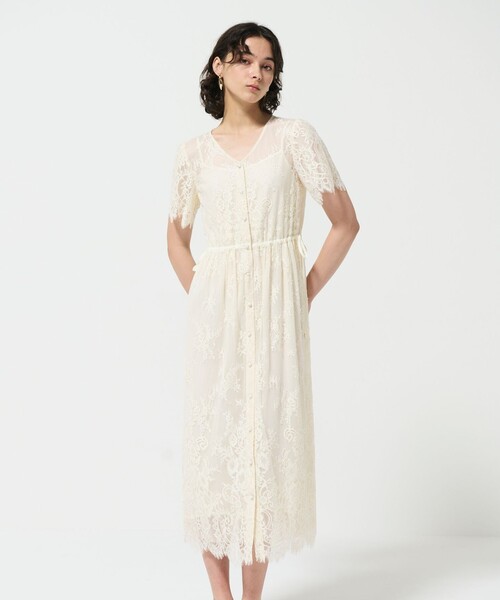 【現行2024モデル♡極美品】グレースコンチネンタル　レースドロストワンピース GRACE CONTINENTAL（グレースコンチネンタル） ワンピース レース