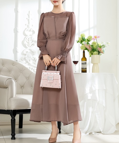 早*ち様 CLANE パフスリーブ　ロングドレス　ワンピース Lace Ladies（レースレディース） ドレス キャンディ袖 パフスリーブ