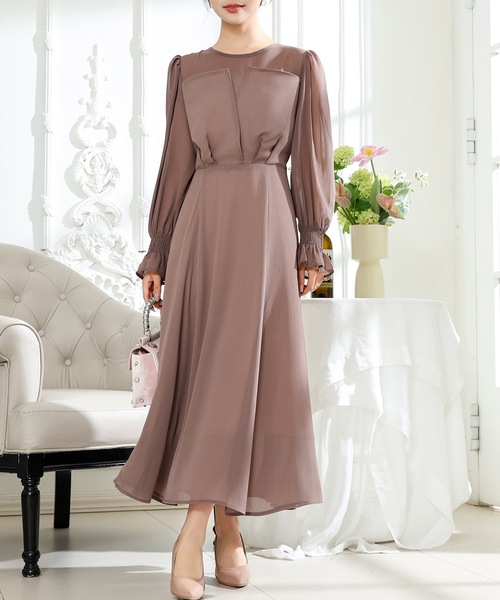 【美品】セルフポートレート ミディ パフスリーブ レース ロングワンピース 美品】セルフポートレート ミディ パフスリーブ レース ロング