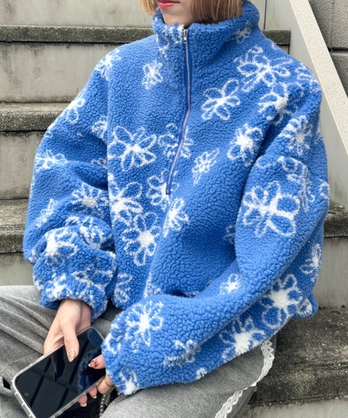 √nuage（ルートニュアージュ） トレーナー スウェット 花柄ボアハーフ