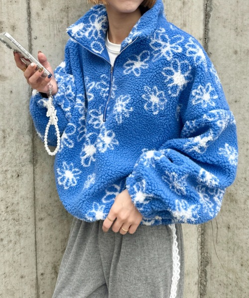 √nuage（ルートニュアージュ） トレーナー スウェット 花柄ボアハーフ