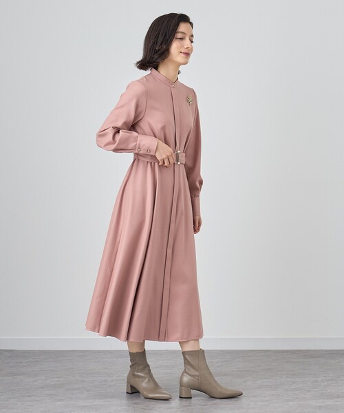 【極美品】ANAYI アナイ　長袖ニット千鳥ワンピース　ブラウン　ピンク　38 ANAYI（アナイ） ワンピース ハイカウントフラノフレア ワンピース