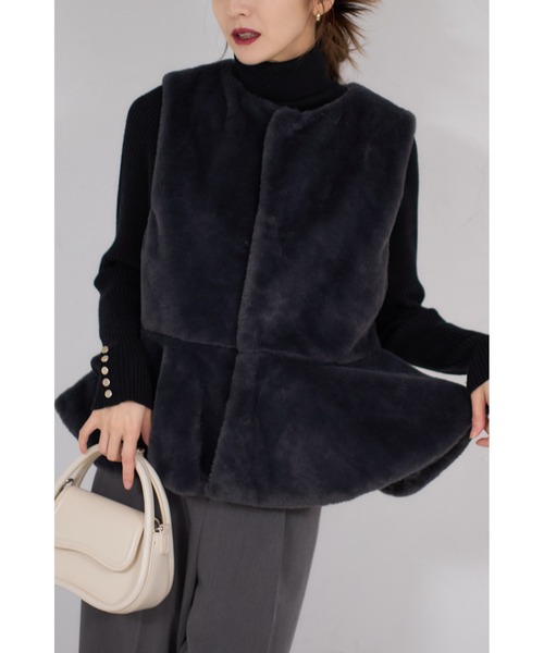 &. NOSTALGIA ベスト ジレ 「ZOZO限定」ペプラムファーベスト  