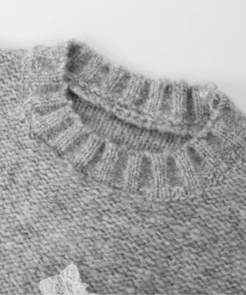 LA POMME petit ニット セーター レースデコふわふわセーター Lace  