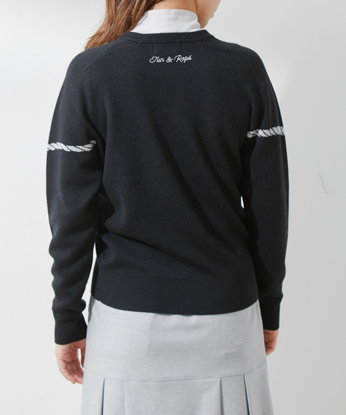 JUN&ROPEプルオーバー JUN&ROPE' ニット セーター Rロープ柄クルーネック長袖プル