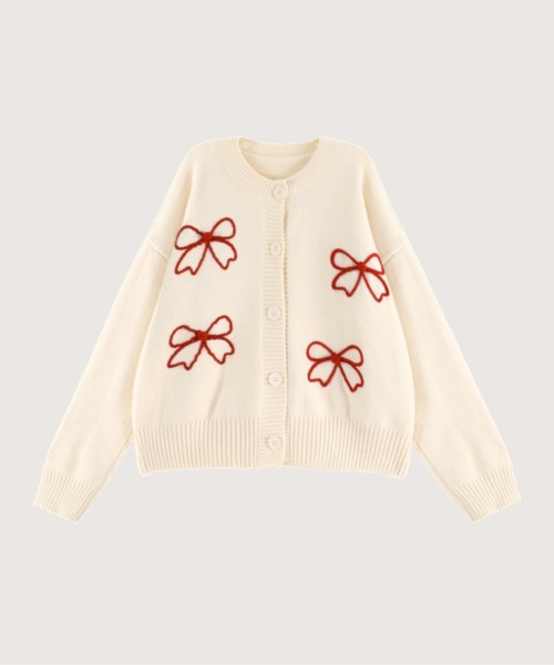 カーディガン キュートリボン刺繍カーディガン Cute Ribbon Embroidery Cardigan レディース
