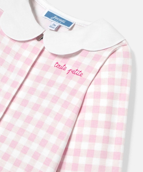 jacadi ベビー服 ロンパース ギンガムチェック足つきロンパース