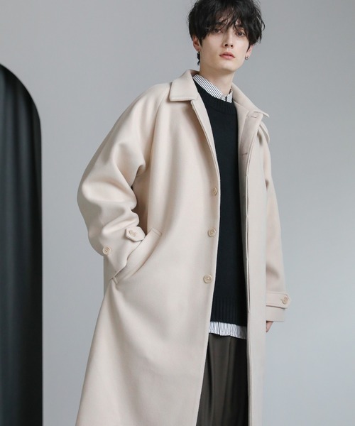 自由区★ダブルフェイス アシンメトリー ビッグカラーコート ビッグシルエット ウールカシミヤダブルフェイス ビックカラーコート | maison