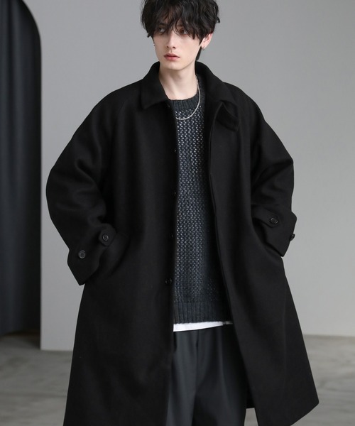 Vintage WOOL コート XXL相当 ブラック ビッグシルエット BLACK BY MOUSSY（ブラックバイマウジー）の「big silhouette wool