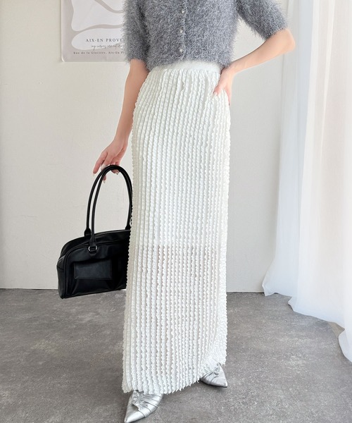 machatt ブークレーニットスカート　ホワイト mily bilet」 ニットスカート MEDIUM ベージュ レディース