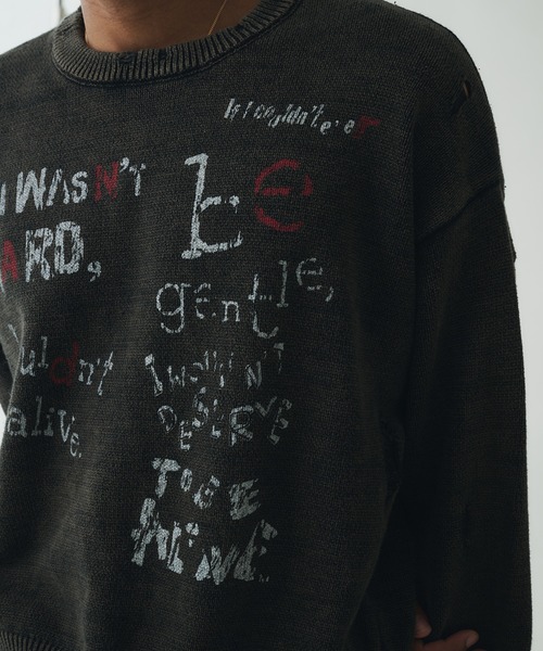 ANDER HUNK セーター ニット Dameged Font Knit/ダメージフォント 