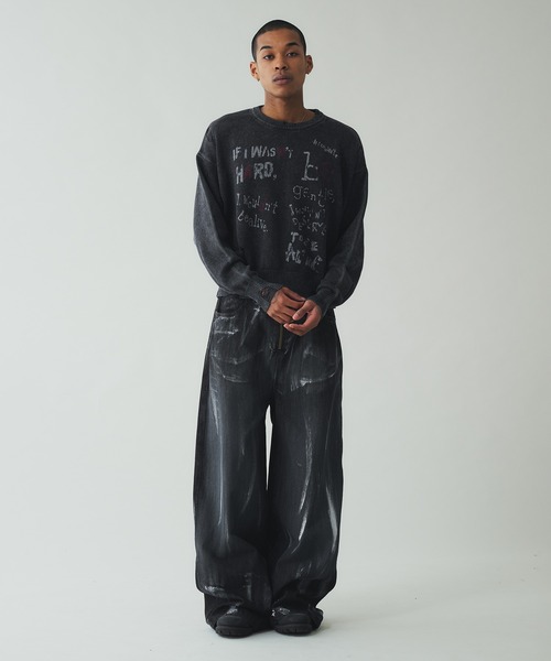 ANDER HUNK セーター ニット Dameged Font Knit/ダメージフォント 