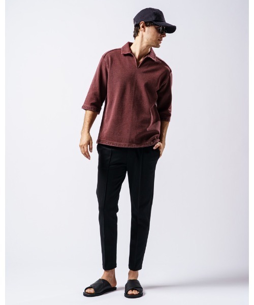 Y's for men ダークグレー 半袖ポロシャツ ブロックジャカードプリント 半袖ポロシャツ[品番：NICW0005692