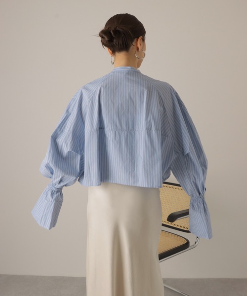 ブラウス シャツ volume sleeve cropped shirt /ボリュームスリーブ クロップド シャツ レディース ブラウス シャツ volume sleeve cropped shirt /ボリューム
