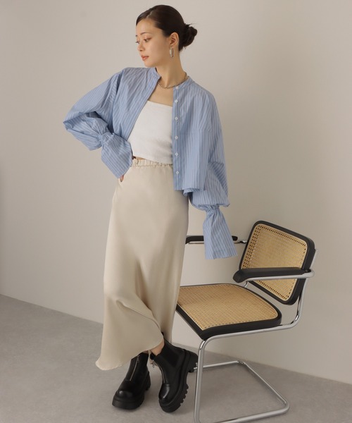 ブラウス シャツ volume sleeve cropped shirt /ボリュームスリーブ クロップド シャツ レディース ブラウス シャツ volume sleeve cropped shirt /ボリューム