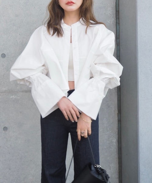 ブラウス シャツ volume sleeve cropped shirt /ボリュームスリーブ 