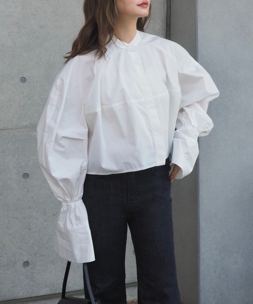 ブラウス シャツ volume sleeve cropped shirt /ボリュームスリーブ 