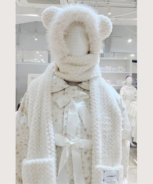 LA POMME petit（ラポミ・プチ） ニット帽 ニットキャップ Bear Fluffy