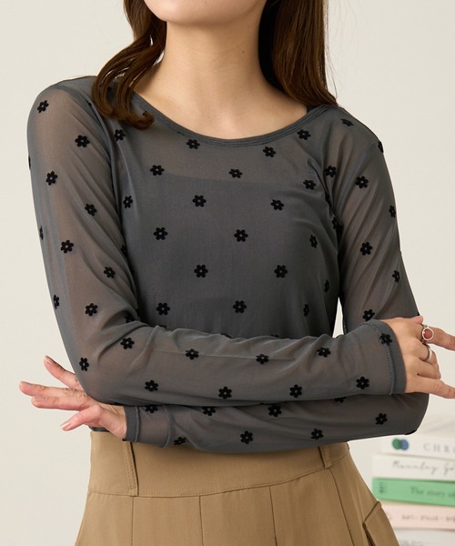 tシャツ シアーフラワーモチーフカットプルオーバー レディース tocco closet tシャツ シアーフラワーモチーフカットプル