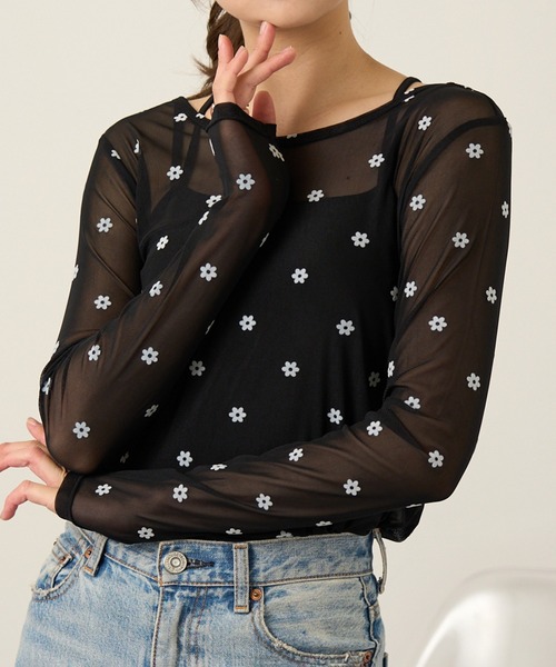 tシャツ シアーフラワーモチーフカットプルオーバー レディース tocco closet tシャツ シアーフラワーモチーフカットプル