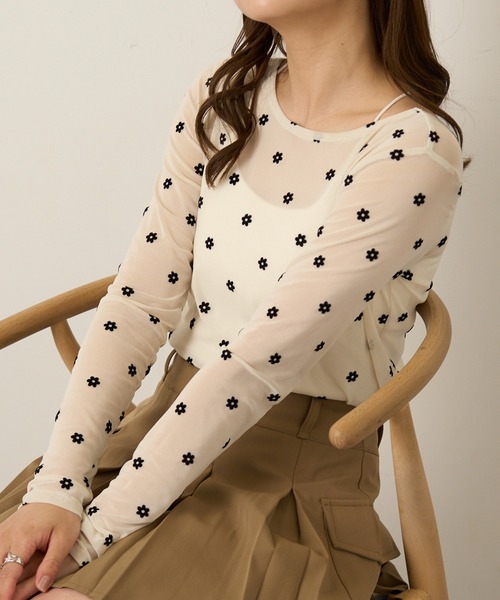 tシャツ シアーフラワーモチーフカットプルオーバー レディース tocco closet tシャツ シアーフラワーモチーフカットプル