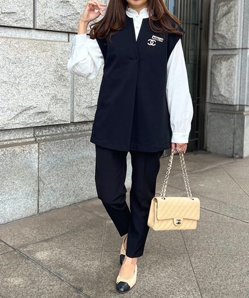 ella selectshop　ボタンベスト　ジレ　ブラック　美品 ella selectshop ボタンベスト ジレ ブラック 美品