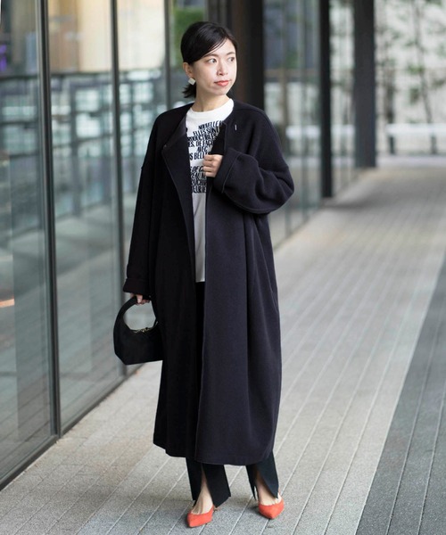 イエナ　IENA ラムウールノーカラーコート　ブラック36 新品タグ付き IENA イエナ ラムウール ノーカラーコート ブラック 38