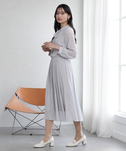 TRUDEA（トルディア） ワンピース ボウタイジョーゼットプリーツ