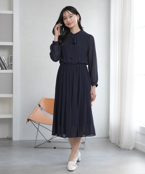 TRUDEA（トルディア） ワンピース ボウタイジョーゼットプリーツ