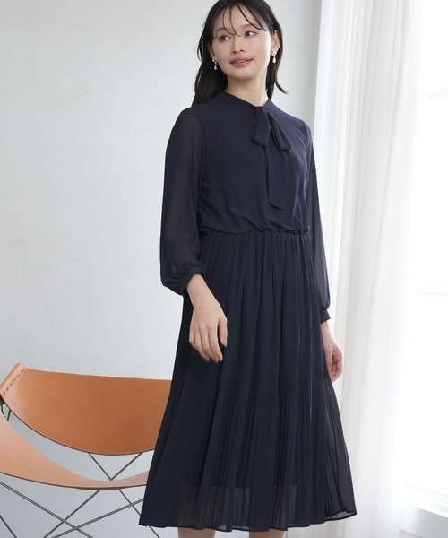 TRUDEA（トルディア） ワンピース ボウタイジョーゼットプリーツ