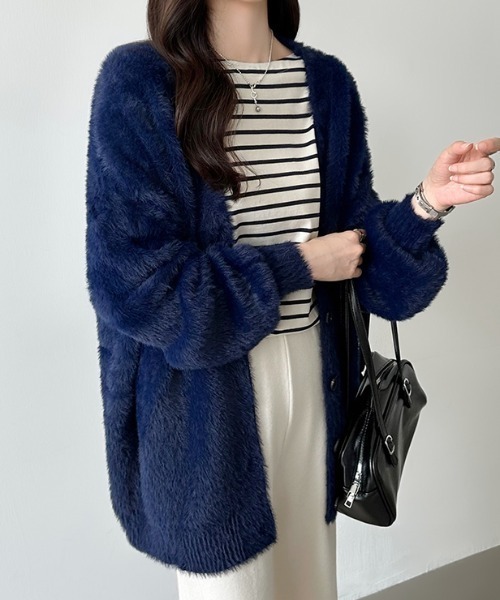COCOMOMO ニットカーディガン FREE ネイビー レディース : ZOZOTOWN
