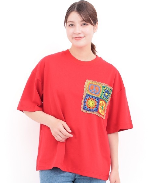 チチカカ（TITICACA） tシャツ カラフルクロシェポケットTシャツ