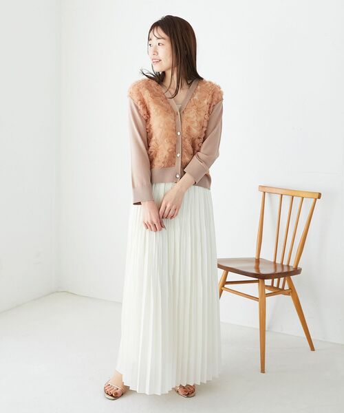 le.coeur blanc チュール刺繍Vネックカーディガン WEB限定アイテム》チュール刺繍Vネックカーディガン/le.coeur