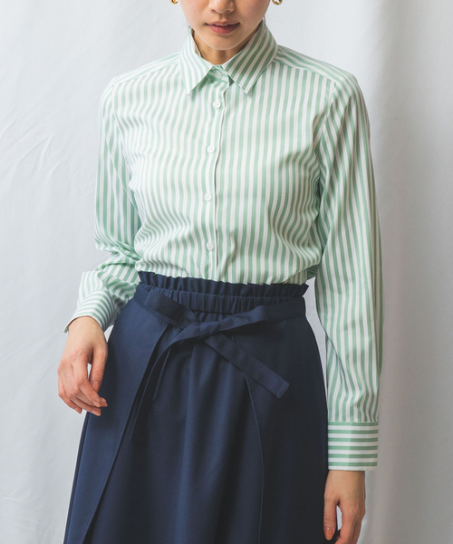 ナラカミーチェ（NARACAMICIE）/【NARACAMICIE】ストレッチストライプ長袖シャツ NARACAMICIE（ナラカミーチェ） ブラウス シャツ 「NARACAMICIE