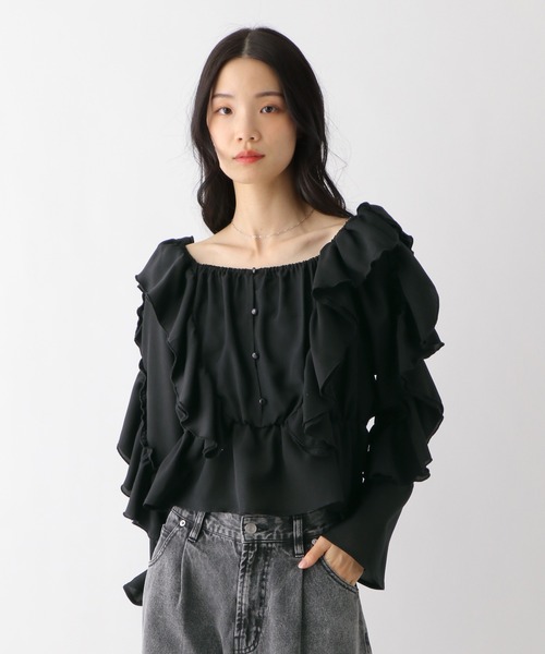 Heather（ヘザー） ブラウス シャツ ラッフルフリルブラウス 328001