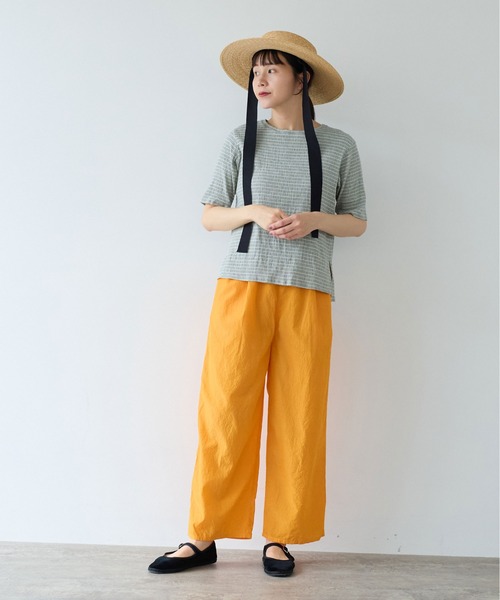 yuni パンツ コットンキュプラ プロダクトダイ ワイドペチパンツ