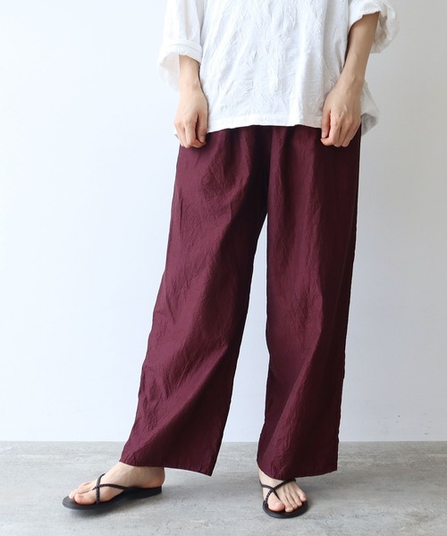 美品 yuniコットンキュプラペチパンツ　ピンク yuniユニ/コットンキュプラペチパンツ - パンツヴィンテージ