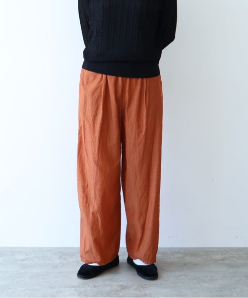 yuni パンツ コットンキュプラ プロダクトダイ ワイドペチパンツ