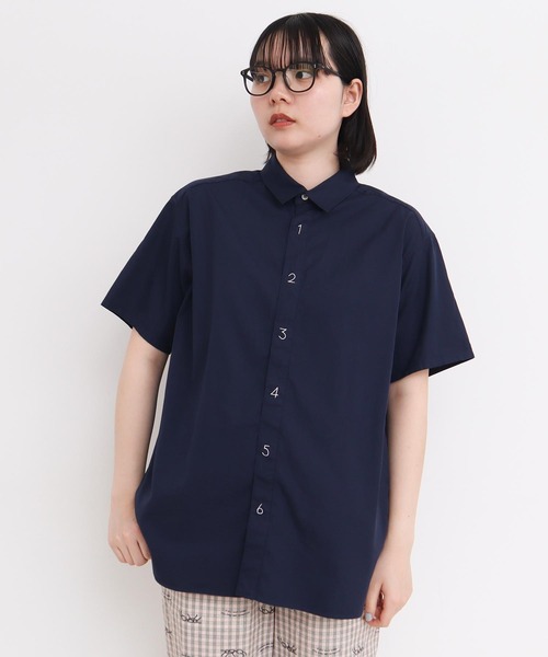 お値下げ中【未使用】半袖ブラウス　ネイビー　定価17,930円 形態安定胸ギャザースキッパー半袖シャツ（レギュラーバスト
