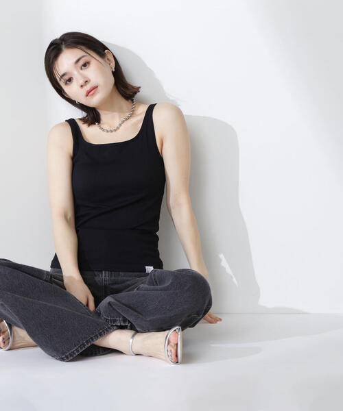 【美品/即日発送可】黒のプリーツノースリーブタンクトップ X-girl タンクトップ ノースリーブ BRA TOP レディース