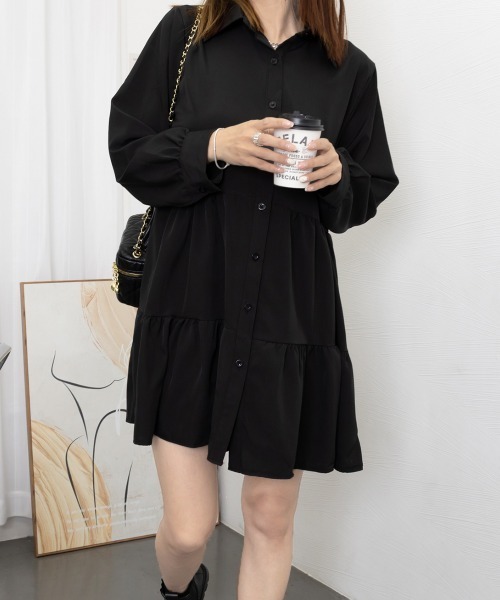 miniministore（ミニミニストア） シャツワンピース ティアード