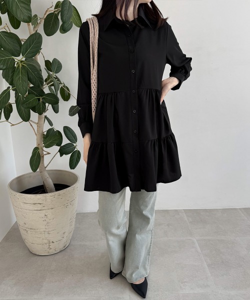 miniministore（ミニミニストア） シャツワンピース ティアード