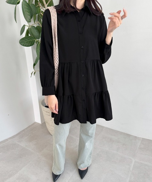 miniministore（ミニミニストア） シャツワンピース ティアード
