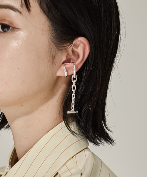 Soierie】ボールチェーンイヤカフピンキーリング – ファッション