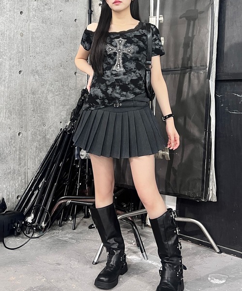 オフショルダー ブラック 長袖Tシャツ 【柘枝引 TricuspidC】 tシャツ オフショルクロスピチT メンズ レディース : ZOZOTOWN