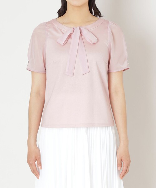 TO BE CHIC tシャツ リボンネック スリーブコンビカットソー