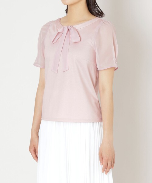 TO BE CHIC tシャツ リボンネック スリーブコンビカットソー