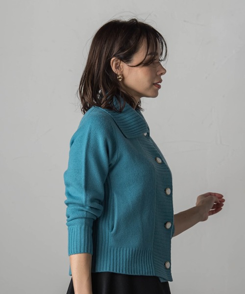 「Viaggio Blu」 ニットカーディガン S ネイビー レディース_画像5