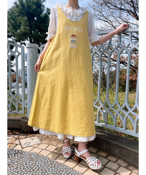 PINK HOUSE ジャンパースカート ネームワッペンいっぱい