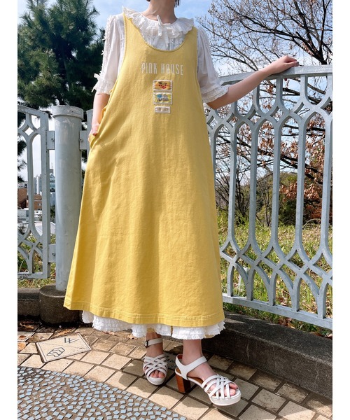 期間限定価格⭐︎ピンクハウスジャーバースカート PINK HOUSE ジャンパースカート ネームワッペンいっぱい